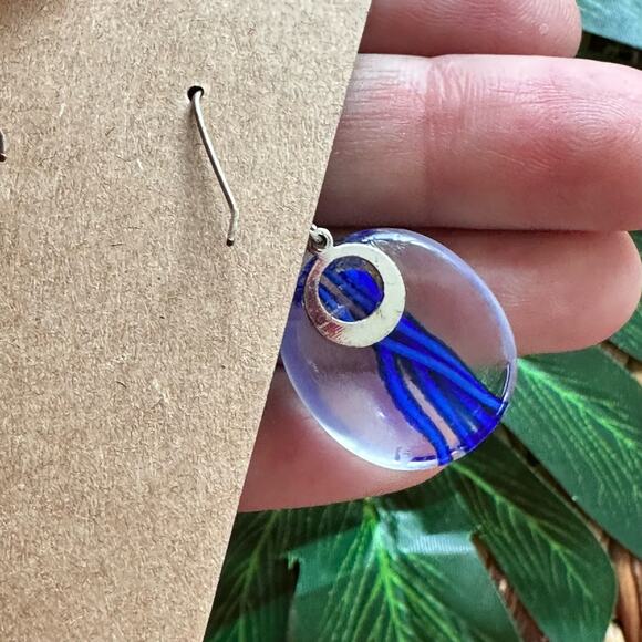 BOGO FREE CLEAR BEAD BLUE ARTSY EARRINGS - Picture 6 of 6